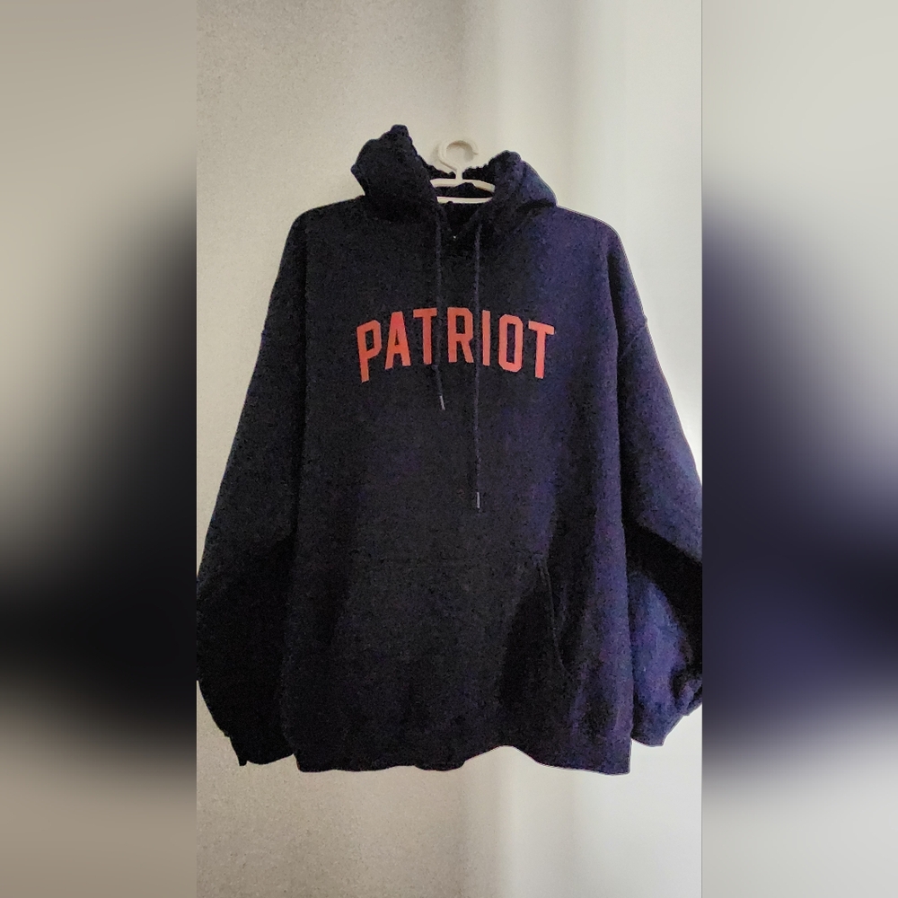 Grunt Style Navy Blue Hoodie with Red Print